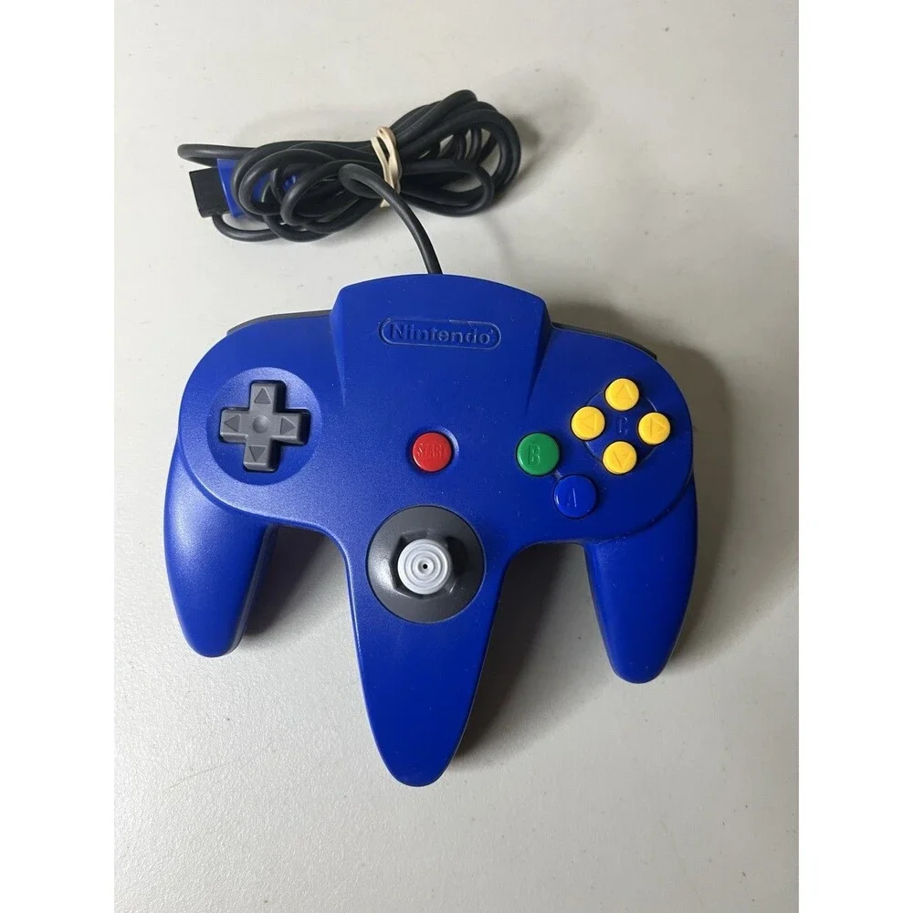 Nintendo 64 Controller N64 Wired OEM Authentic Joystick NUS-005 Blue - Tested